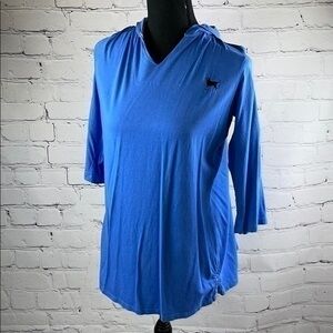 Black Dog blue hood tunic 2/3 length sleeve top S